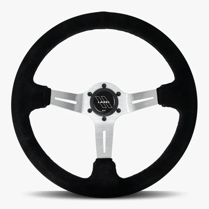 The Le Mans | Black Alcantara Suede | Silver Spoke | Black Stitch