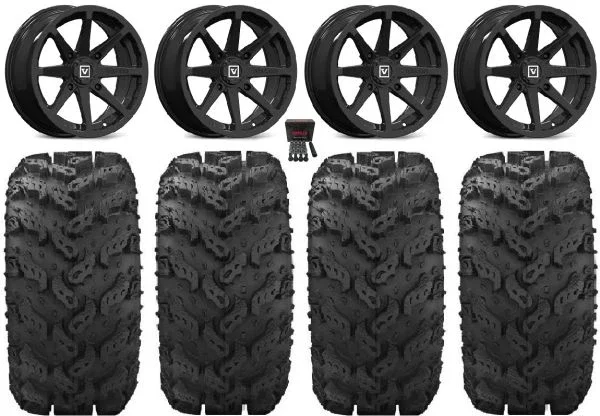 Valor V01 14″ Wheels Black 28″ Reptile Tires Yamaha Viking Wolverine YXZ1000R CFMoto ZForce 950 UForce 1000
