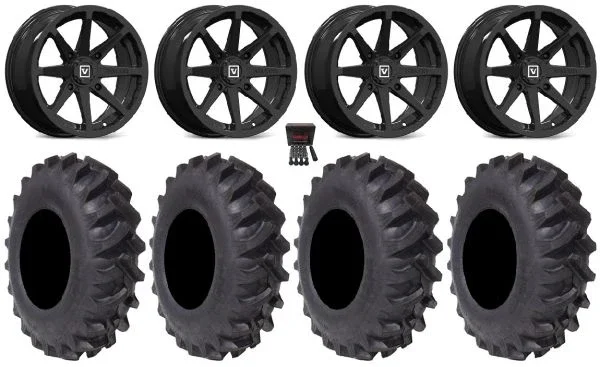 Valor V01 14″ Wheels Black 30″ Interforce R1 Tires Polaris RZR XP 1000 / PRO XP / Ranger XP 900/1000