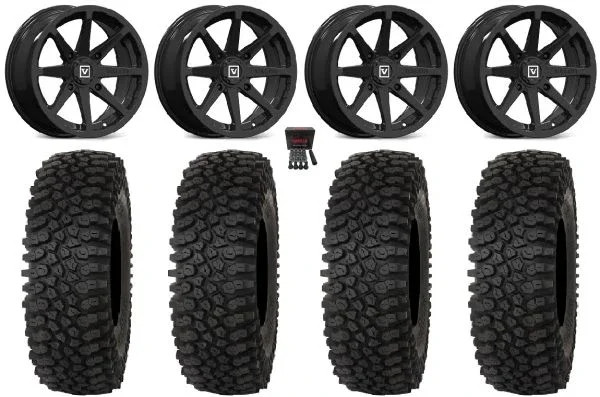 Valor V01 14″ Wheels Black 32″ Roctane ST Tires Can-Am Maverick X3 / Honda Pioneer 1000 / Talon