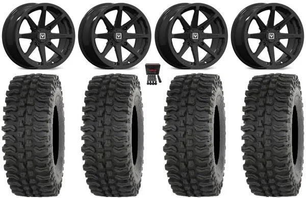 Valor V01 15″ Wheels Black 33″ BDC Tires Can-Am Maverick X3 / Honda Pioneer 1000 / Talon