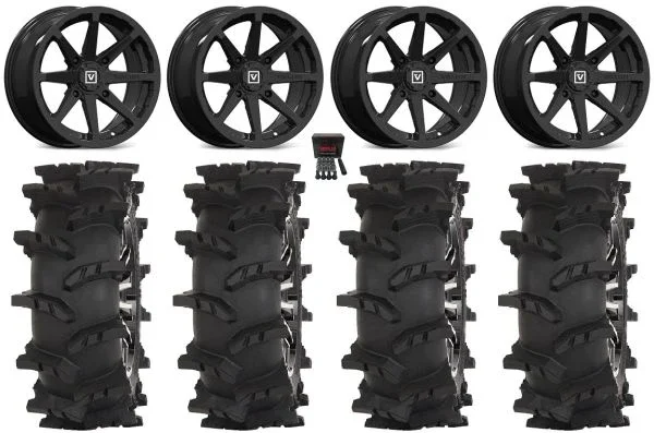 Valor V01 15″ Wheels Black 33″ Outlaw Max Tires Can-Am Commander Maverick Renegade Outlander Defender