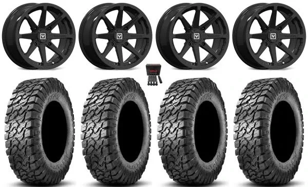 Valor V01 15″ Wheels Black 34″ Predator Tires Can-Am Commander Maverick Renegade Outlander Defender