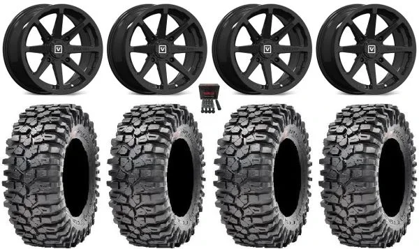 Valor V01 15″ Wheels Black 35″ Roxxzilla Tires Yamaha Viking Wolverine YXZ1000R