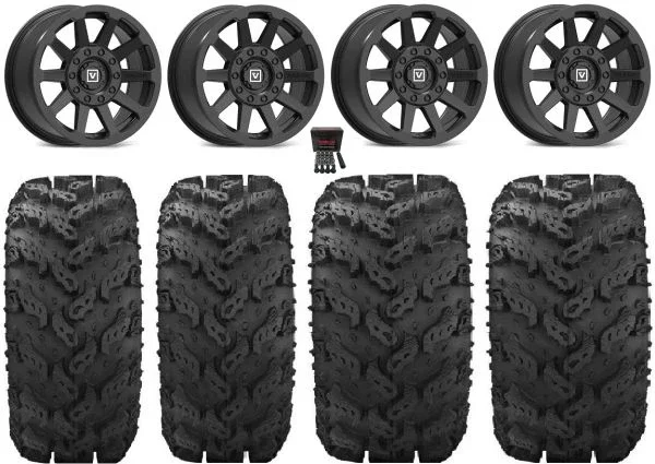 Valor V02 14″ Wheels Black 27″ Reptile Tires Sportsman 550 850 1000