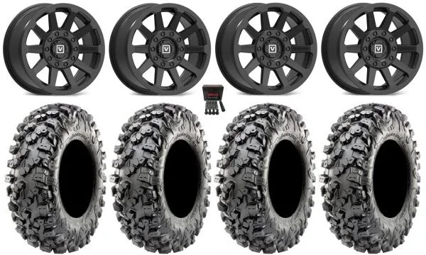 Valor V02 14″ Wheels Black 32″ Carnivore R/T Tires Can-Am Commander Maverick Renegade Outlander Defender