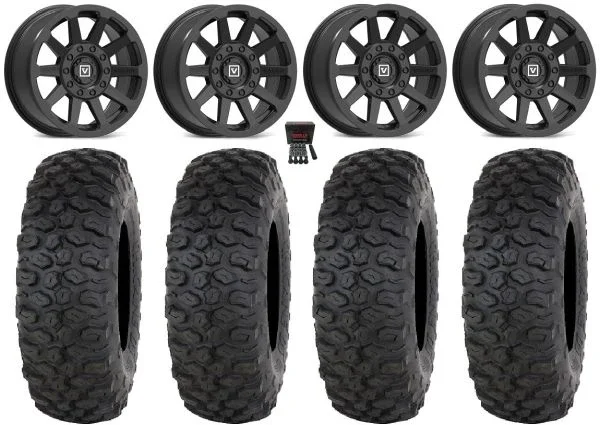 Valor V02 15″ Wheels Black 33″ Chicane DS Tires Polaris RZR XP 1000 / PRO XP / Ranger XP 900/1000