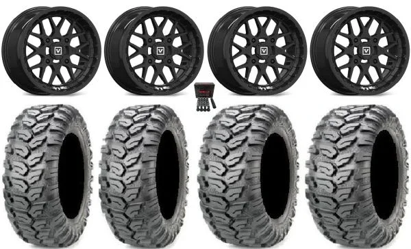 Valor V03 14″ Wheels Black 26″ Ceros Tires Yamaha Viking Wolverine YXZ1000R CFMoto ZForce 950 UForce 1000