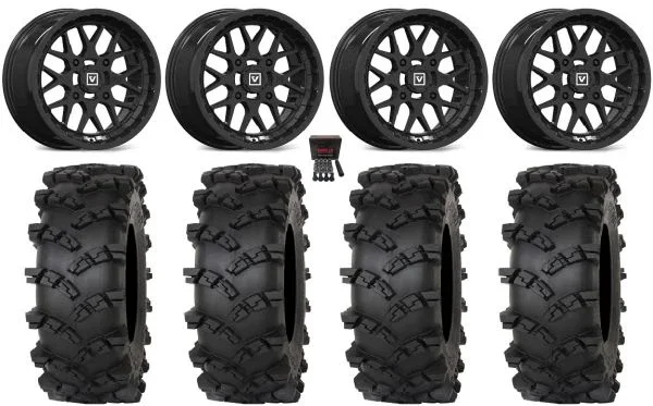 Valor V03 14″ Wheels Black 32″ Outlaw M/T Tires Polaris RZR XP 1000 / PRO XP / Ranger XP 900/1000