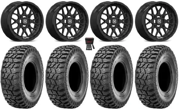 Valor V03 15″ Wheels Black 33″ Ridge Saw 2.0 Tires Polaris Sportsman / RZR / Ranger