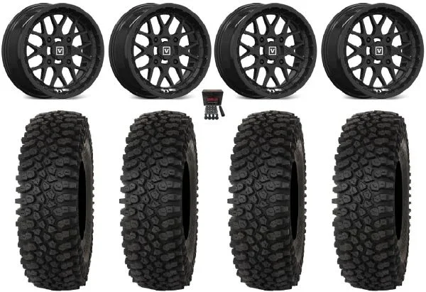 Valor V03 15″ Wheels Black 35″ Roctane ST Tires Can-Am Maverick X3 / Honda Pioneer 1000 / Talon