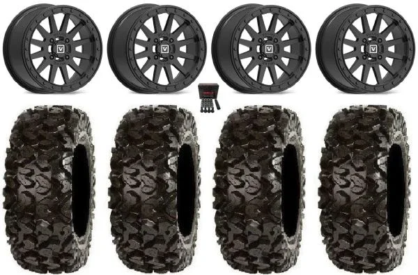 Valor V05 Beadlock 14″ Wheels Black 28″ Rip Saw Tires Can-Am Commander Maverick Renegade Outlander Defender