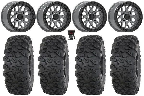 Valor V07 Beadlock 15″ Wheels Graphite 30″ Roctane T4 Tires Polaris RZR XP 1000 / PRO XP / Ranger XP 900/1000