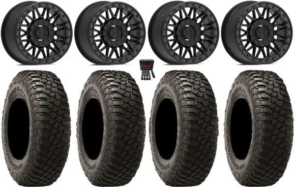 Valor V08 Beadlock 15″ Wheels Black 30″ BFG KM3 Tires Can-Am Maverick X3 / Honda Pioneer 1000 / Talon