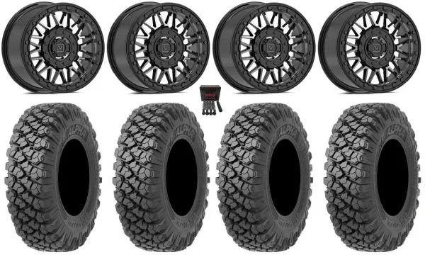 Valor V08 Beadlock 15″ Wheels Dark Tint 35″ Alpha Soft Tires Can-Am Commander Maverick Renegade Outlander Defender