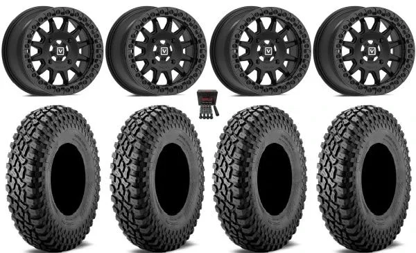 Valor V09 Beadlock 15″ Wheels Bk 32″ Incursion A/T Tires Kawasaki Mule Pro FXT KRX / Yamaha Wolverine RMAX / YXZ 2019+