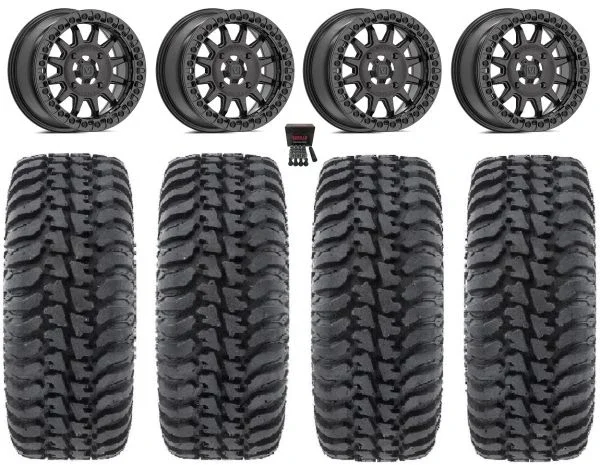 Valor V09 Beadlock 15″ Wheels Charcoal 32″ Regulator Tires Can-Am Maverick X3 / Honda Pioneer 1000 / Talon