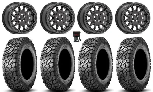 Valor V09 Beadlock 15″ Wheels Charcoal 35″ BDC Tires Can-Am Commander Maverick Renegade Outlander Defender