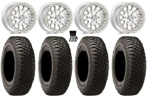 Valor V09 Beadlock 15″ Wheels Machined 35″ BFG KM3 Tires Can-Am Maverick R