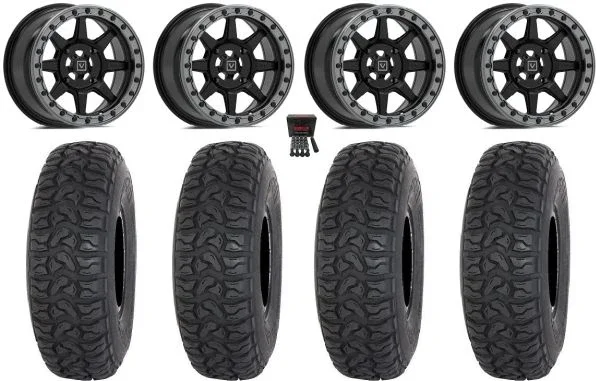 Valor V13 Beadlock 15″ Wheels Black 32″ Chicane LT Tires Can-Am Maverick X3 / Honda Pioneer 1000 / Talon
