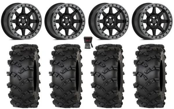 Valor V13 Beadlock 15″ Wheels Black 32″ Outlaw M/T Tires Polaris Sportsman / RZR / Ranger
