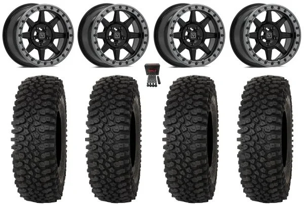 Valor V13 Beadlock 15″ Wheels Black 32″ Roctane ST Tires Polaris RZR Turbo R & Pro R Ranger 1500 Xpedition