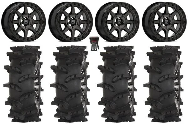 Valor V13 Beadlock 15″ Wheels Dark Tint 32″ Outlaw Max Tires CFMoto UForce U10 Pro / U10 XL Pro / ZForce Z10 / Z10-4