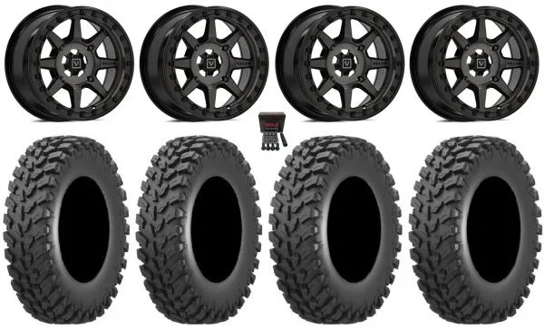 Valor V13 Beadlock 15″ Wheels DT 32″ Cross Trail Tires Kawasaki Mule Pro FXT KRX / Yamaha Wolverine RMAX / YXZ 2019+