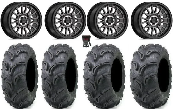 Valor V14 14″ Wheels Dark Tint 30″ Zilla Tires Kawasaki Teryx Mule