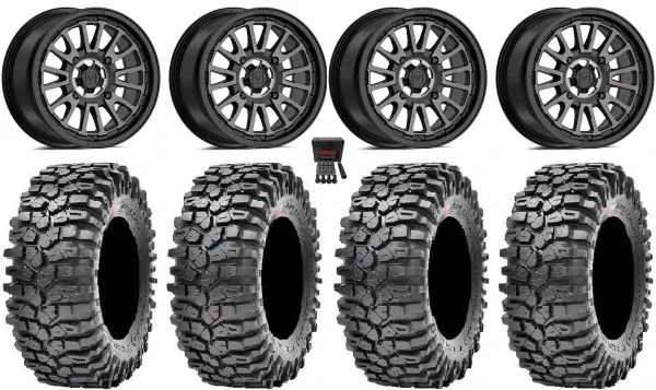 Valor V14 14″ Wheels Dark Tint 32″ Roxxzilla 396 Tires Polaris Sportsman / RZR / Ranger
