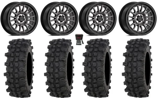 Valor V14 15″ Wheels Dark Tint 32″ ACP Tires Can-Am Maverick X3 / Honda Pioneer 1000 / Talon