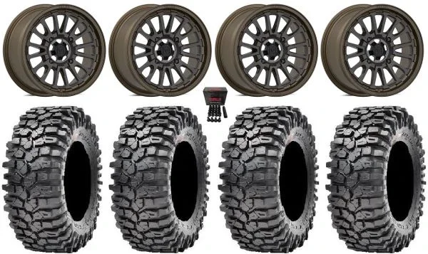 Valor V14 15″ Wheels Root Beer 32″ Roxxzilla 396 Tires Kawasaki Teryx Mule