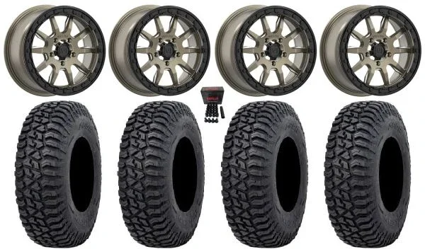 Valor V15 Beadlock 15″ Wheels Bronze 35″ Tricera Tires Polaris RZR Turbo R & Pro R Ranger 1500 Xpedition
