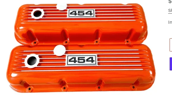 Valve Covers: BBC 454 Orange Finned**
