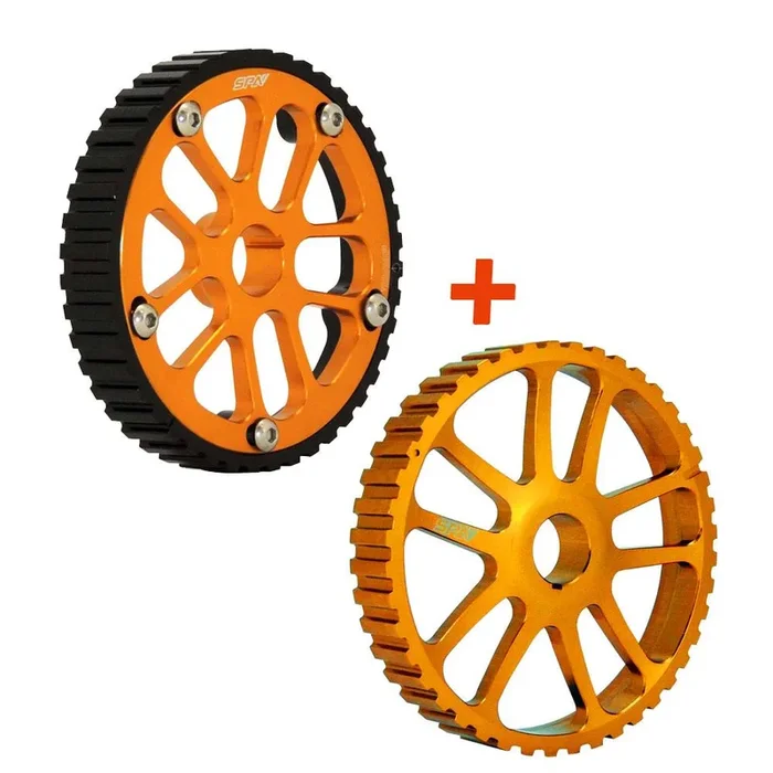 VW 74-98 8V Y series adjustable cam gear pulley + lightweight intermediate shaft pulley – Black/Gold