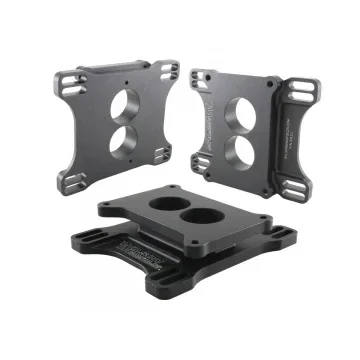 Wilson Manifolds 1 ” Thick Carburetor Adapter 2 Hole Holley 2 Barrel to Square Bore Aluminum – Black Anodize