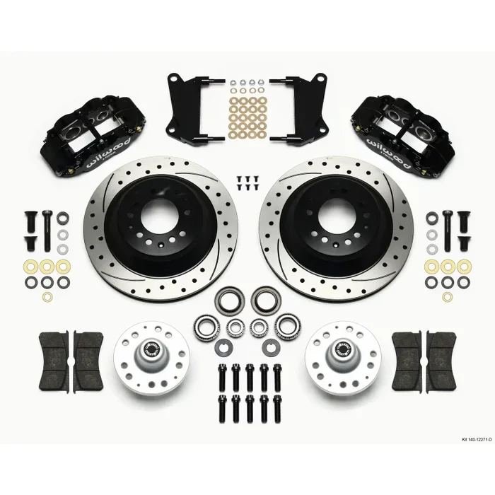 Wilwood Forged Narrow Superlite 6R Big Brake Front Brake Kit (Hub and 1PC Rotor) – Black Powder Coat Caliper – SRP Drilled & Slotted Rotor