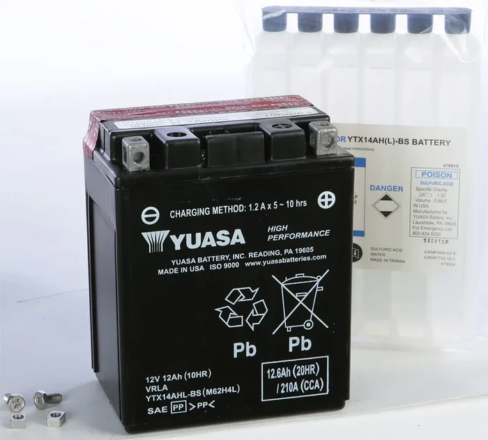 Yuasa 49-1963 YUAM62H4L BATTERY YTX14AHL-BS MAINTENANCE FREE